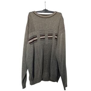 Vintage London Fog Mens Gray Brown Sweater L Grandpa Retro Baggy Wool Blend Y2K